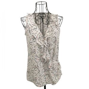 WHBM Ruffled V-Neck Sleeveless Faux Wrap Blouse